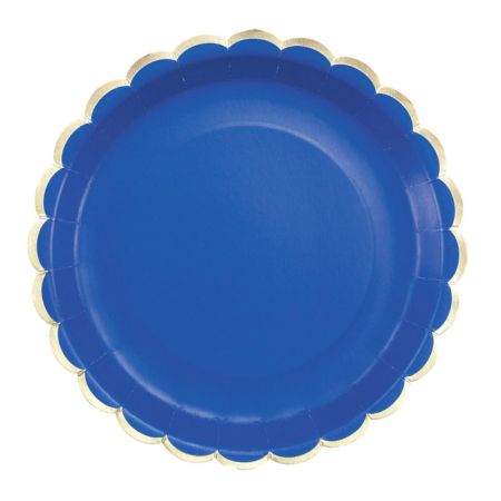 Assiette en Carton Ronde Festonn&eacute;e Bleu roi