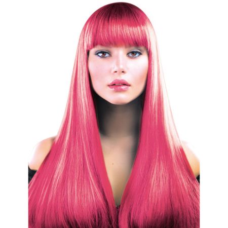 Perruque Lola Longue Raide &agrave; Frange Rose