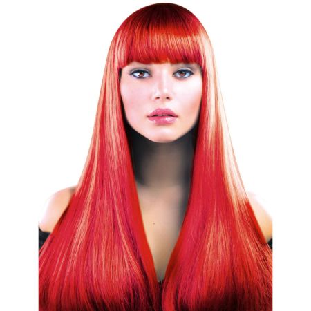 Perruque Lola Longue Raide &agrave; Frange Rouge