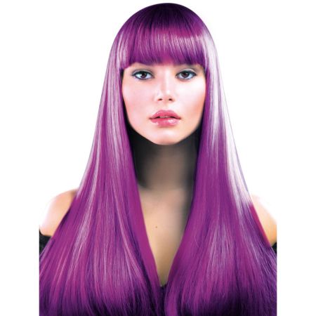 Perruque Lola Longue Raide &agrave; Frange Violet