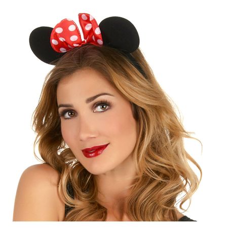 Serre T&ecirc;te oreilles de souris noire avec noeud &agrave; pois