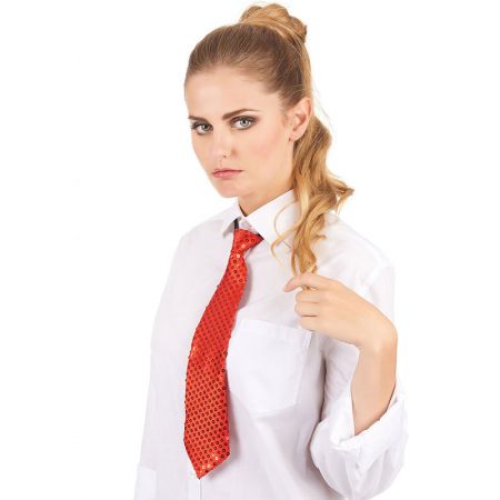 Cravate sequins avec &eacute;lastique rouge