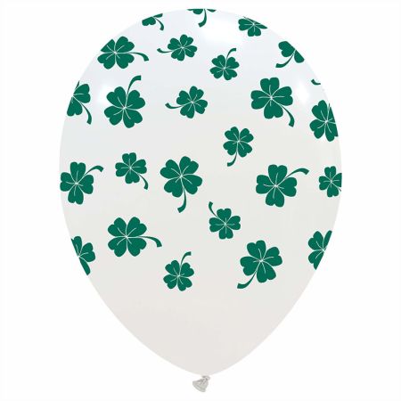 Ballon Blanc Tr&egrave;fles verts