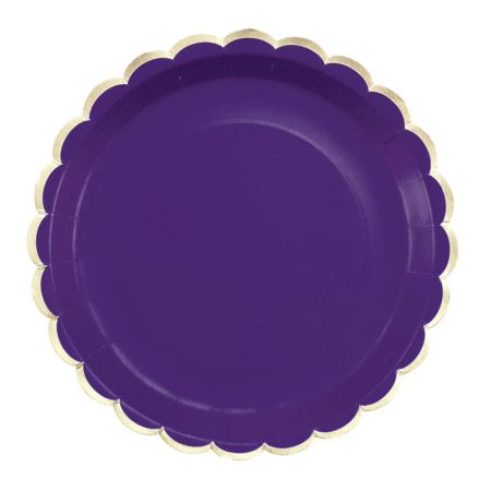Assiette en Carton Ronde Festonn&eacute;e Violette