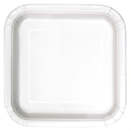 Assiette carrée en carton Blanche
