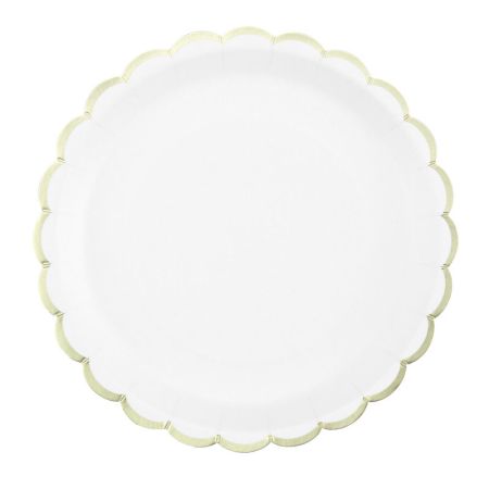 Assiette en Carton Ronde Festonn&eacute;e Blanche