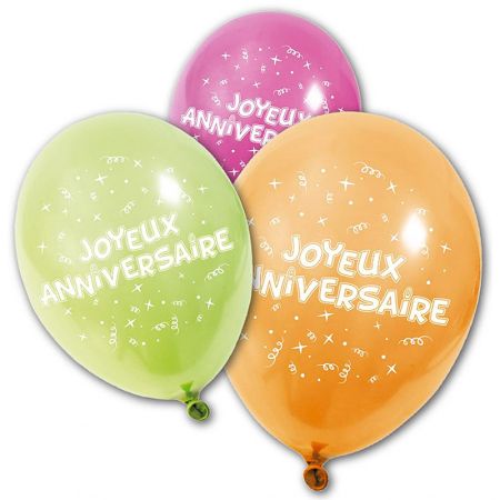 Ballon Joyeux Anniversaire assortis par 8