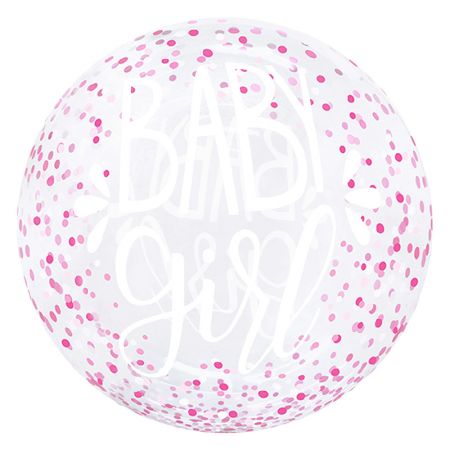 Ballon Bubble Baby Girl Confettis