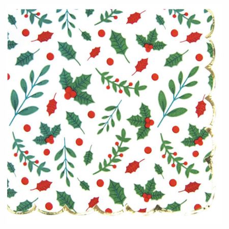 Serviette jetable No&euml;l Houx