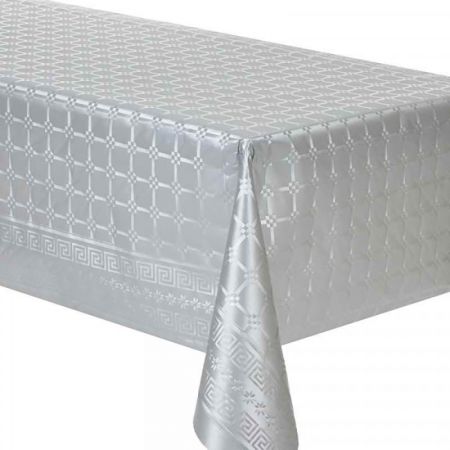 Nappe Papier Damass&eacute;e m&eacute;tallis&eacute; Argent 6m x 1m20