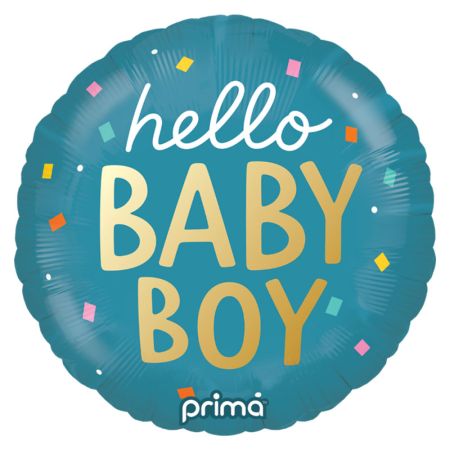 Ballon Rond Hello Baby Boy Confettis