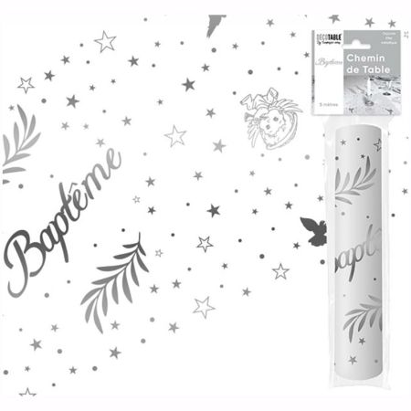 Chemin de Table Bapt&ecirc;me Argent Par 8
