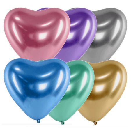 Ballon Coeur Chrome Assortiment
