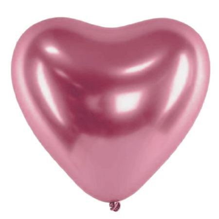 Ballon Coeur Chrome Rose