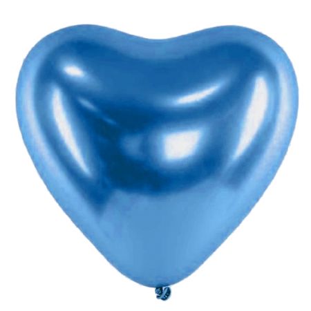 Ballon Coeur Chrome Bleu