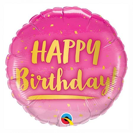 Ballon Happy Birthday Gold and Pink