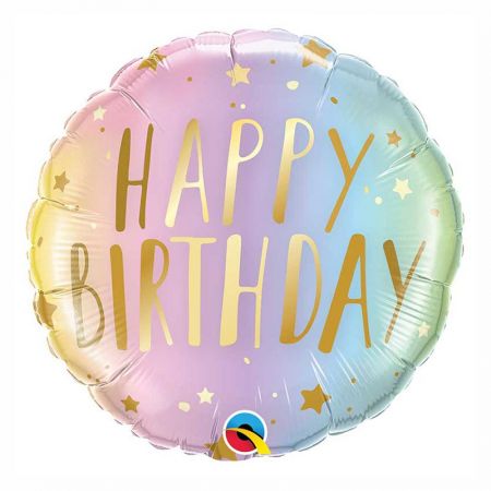 Ballon Happy Birthday Pastel dégradé