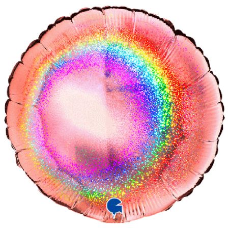 Ballon Mylar rond rose or Holographique