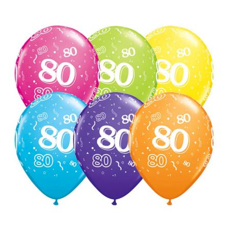 Ballon Qualatex 80 ans assortiment tropical