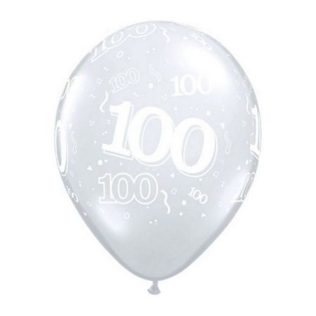 Ballon Qualatex 100 ans Transparent (Diamond Clear)