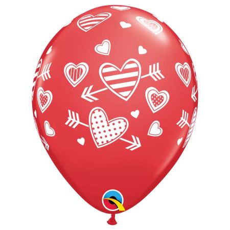 Ballon Motifs Coeurs et Flèches