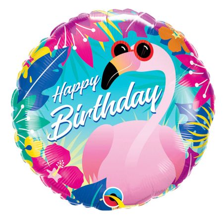 Ballon Happy Birthday Flamant