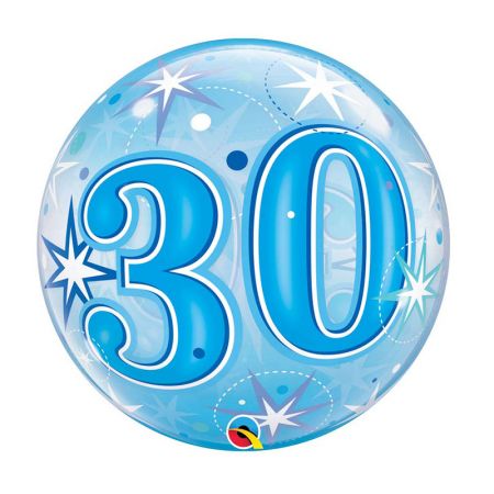 Ballon Bubble chiffre 30 Star Bleu