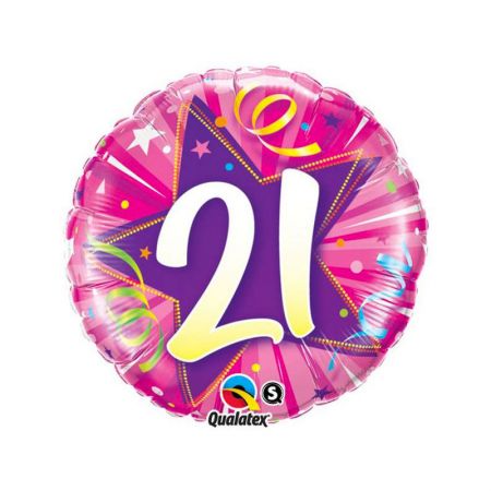 Ballon chiffre 21 anniversaire rose