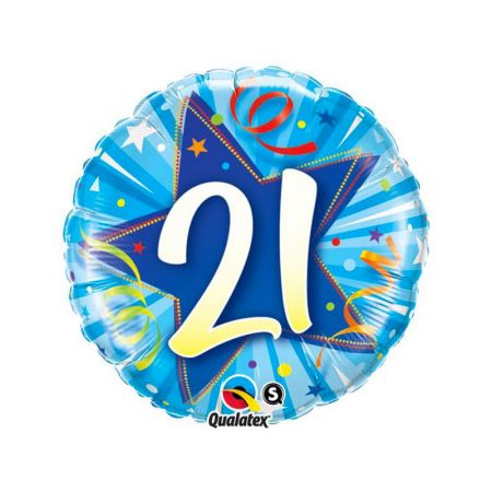 Ballon chiffre 21 anniversaire Bleu