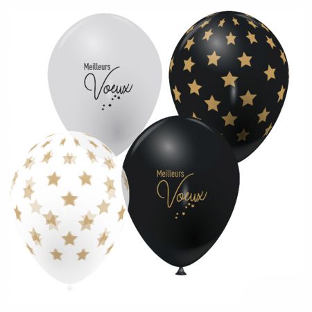 Ballon Meilleurs Voeux Noir et or par 8