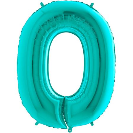 Ballon chiffre 0 Turquoise