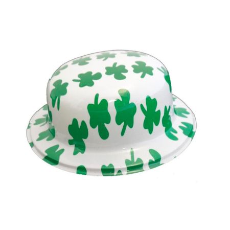 Chapeau Plastique melon Saint Patrick Blanc