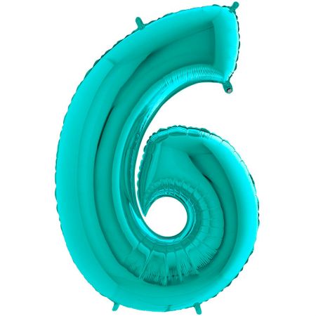Ballon chiffre 6 Turquoise
