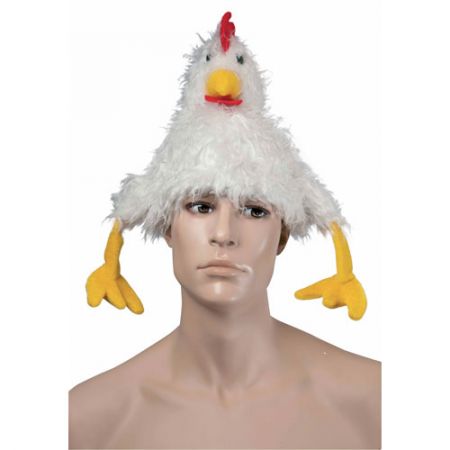 chapeau fourrure coq blanc