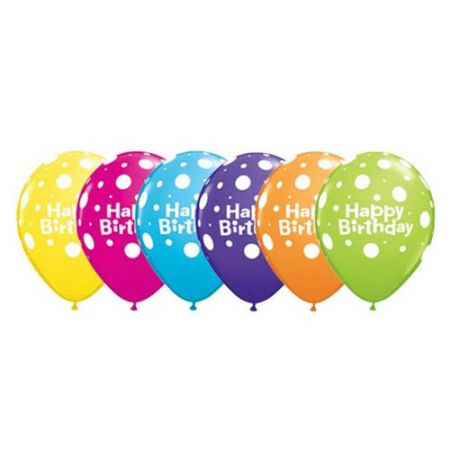 Ballon Happy Birthday qualatex assortiment tropical