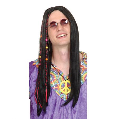Perruque Hippie Homme raide avec tresse