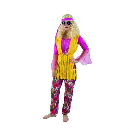 Déguisement hippie femme jaune et violet