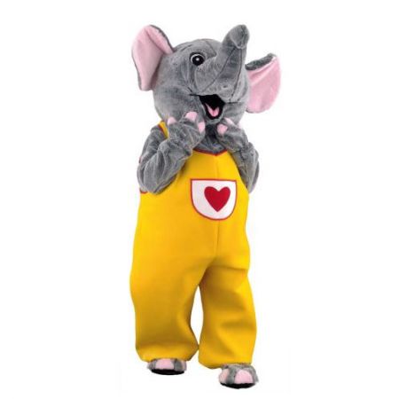 D&eacute;guisement mascotte &eacute;l&eacute;phant salopette jaune