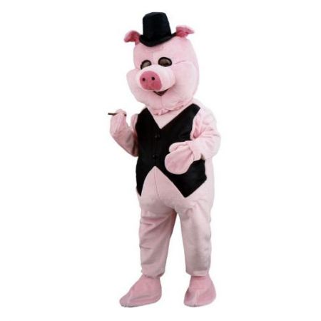D&eacute;guisement mascotte cochon banquier