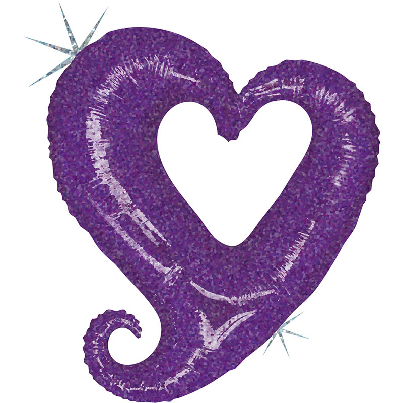 Ballon Mylar Coeur Chaine Holo Violet