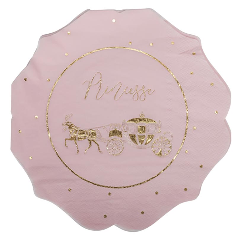 Serviette jetable princesse rose et or