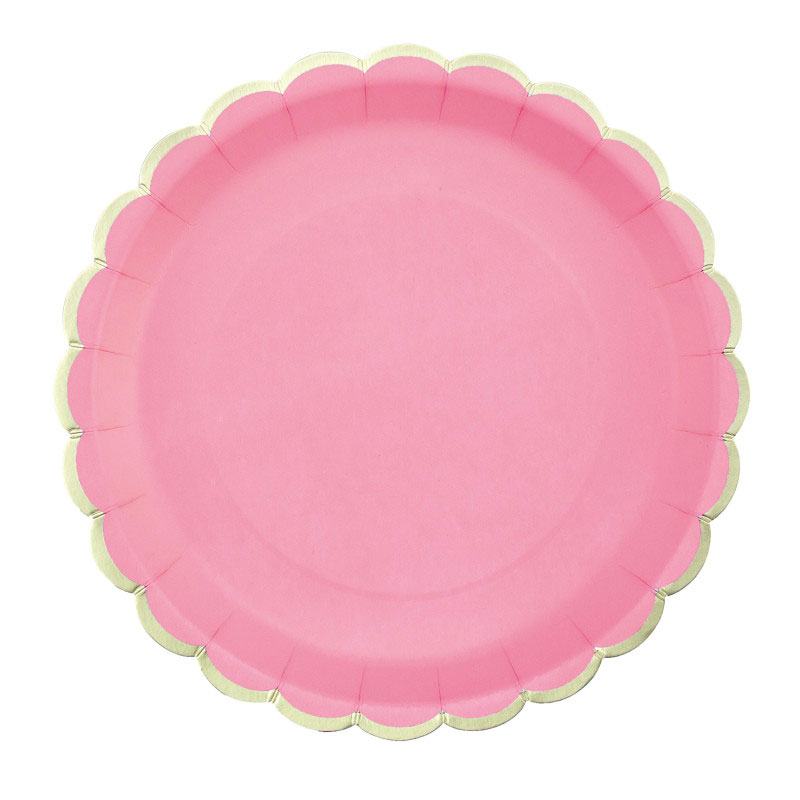 Assiette en Carton Ronde Festonnée Rose