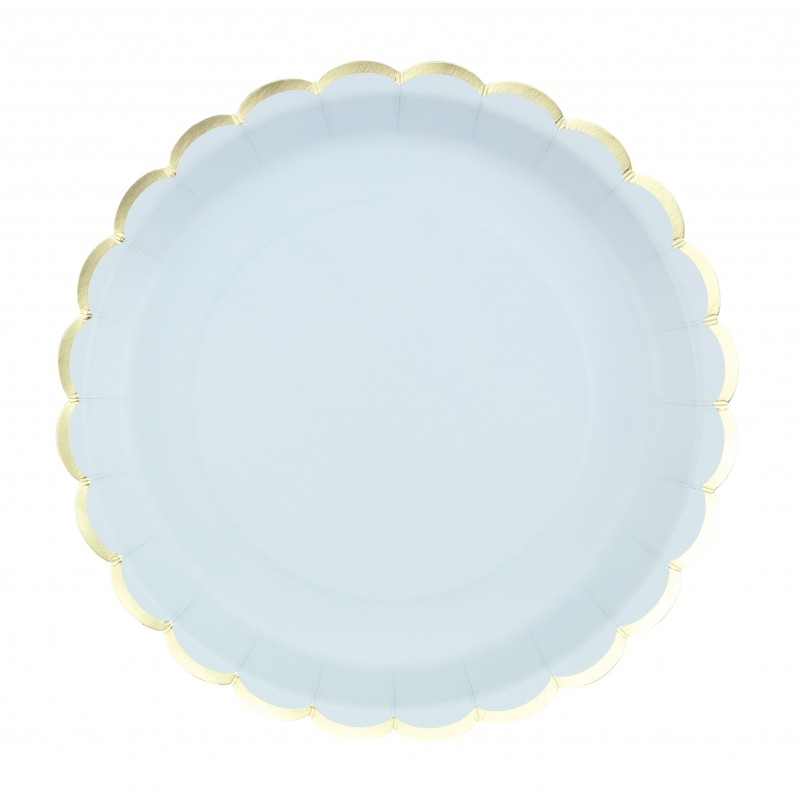 Assiette en Carton Ronde Festonnée Bleu Pastel