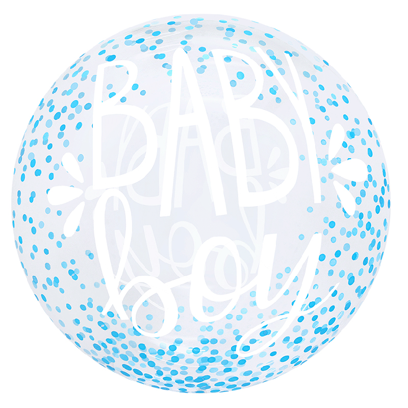 Ballon Bubble Baby Boy Confettis