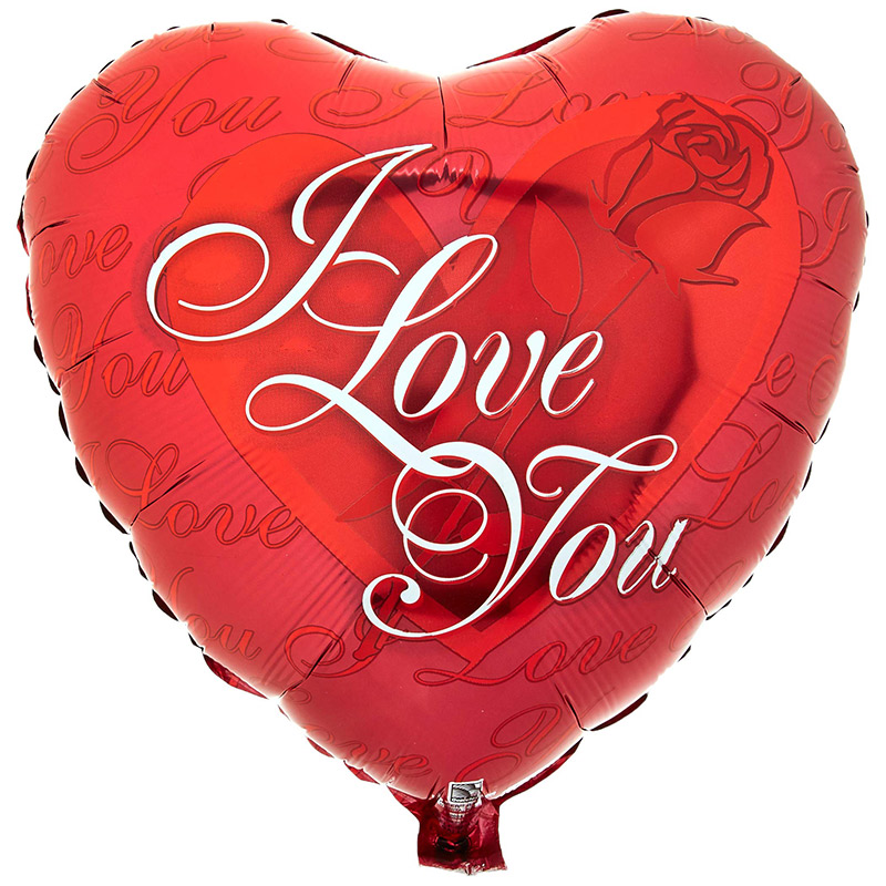 Ballon Coeur Love Rouge avec rose