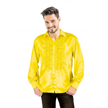 Chemise Disco Homme à Frou Frou Jaune