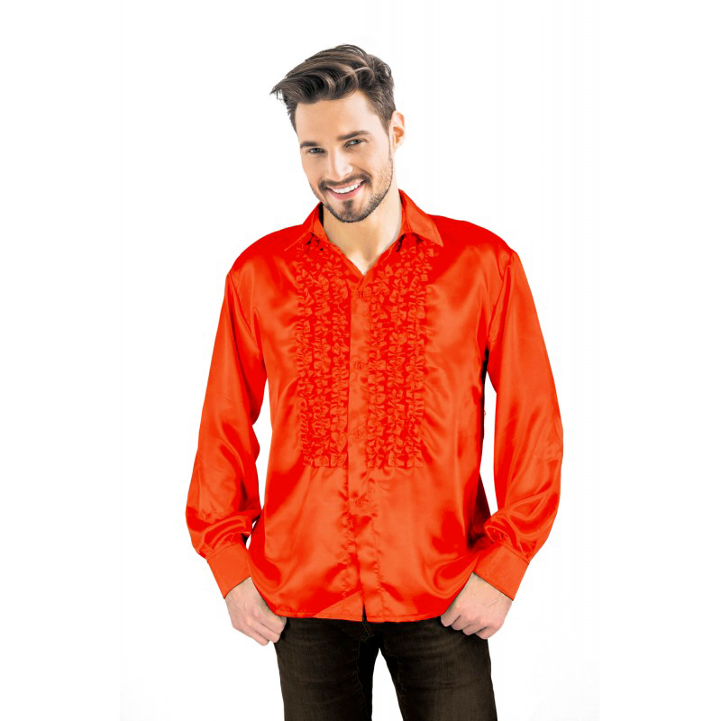 Chemise Disco Homme à Frou Frou Rouge