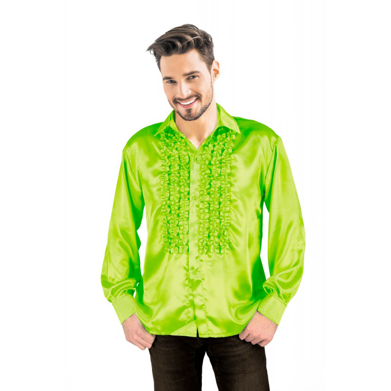 Chemise Disco Homme à Frou Frou Verte