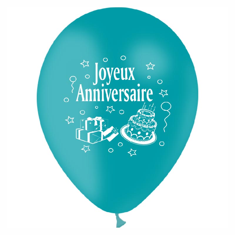 Ballon Joyeux Anniversaire 1 face par 10