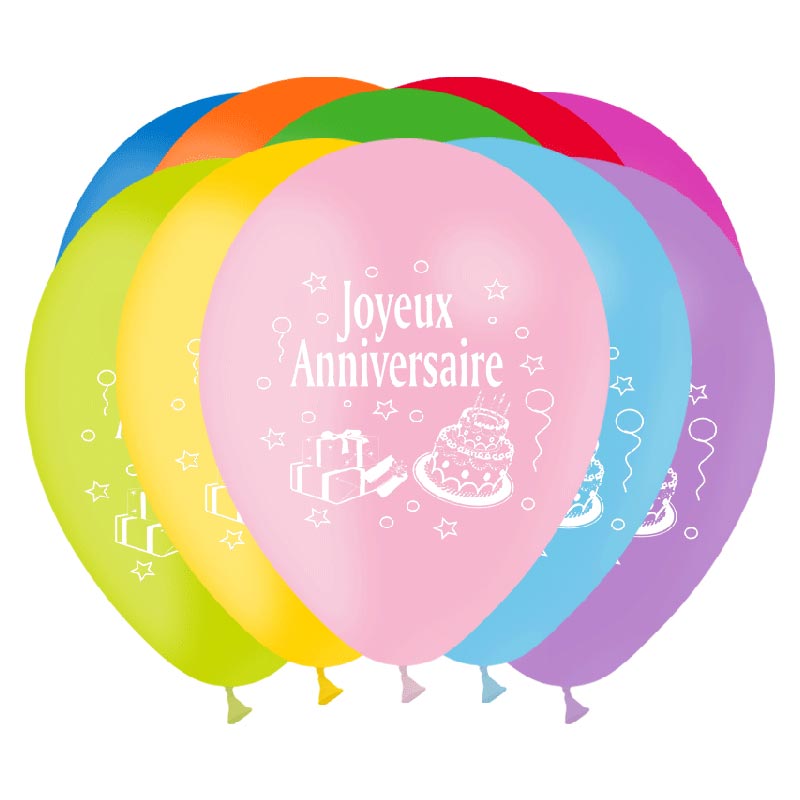 Ballon Joyeux Anniversaire 1 face par 10